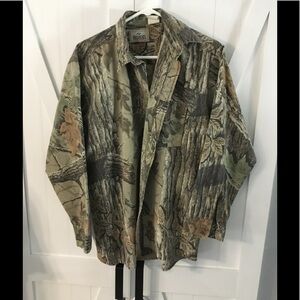 Red head  button down hunting shirt. Size